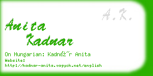 anita kadnar business card